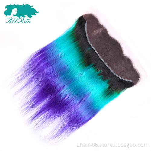 ombre lace frontal, TB/blue/purple color ombre color hair lace frontal